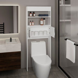 English Elm Madrid Over-The-Toilet Cabinet White - Space-Saving MDF Double-Door Storage with Two Adjustable Shelves, Modern Design, Easy Assembly B200P286971