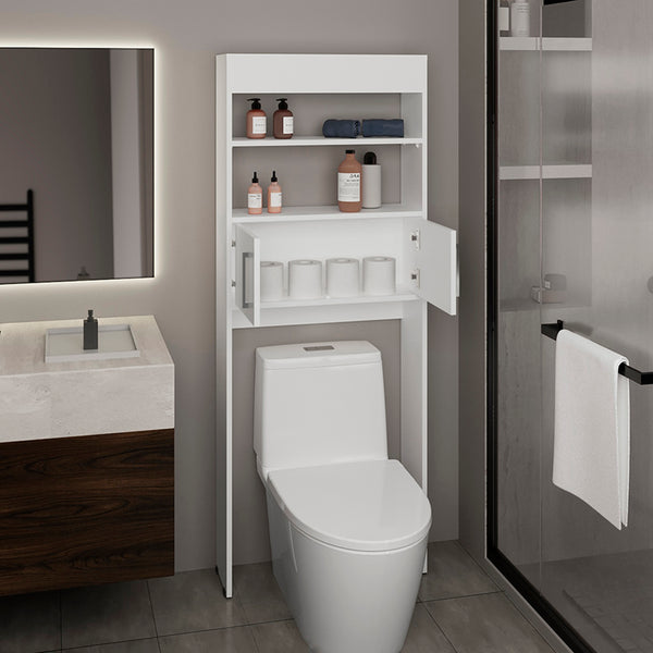 English Elm Madrid Over-The-Toilet Cabinet White - Space-Saving MDF Double-Door Storage with Two Adjustable Shelves, Modern Design, Easy Assembly B200P286971