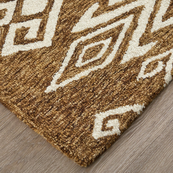 Feizy Rugs Wallace Hand-tufted Wool Medallion Rug - Durable, Stylish, And Perfect For High-traffic Spaces Brown,White Wool Wal8a43fbrn000f00