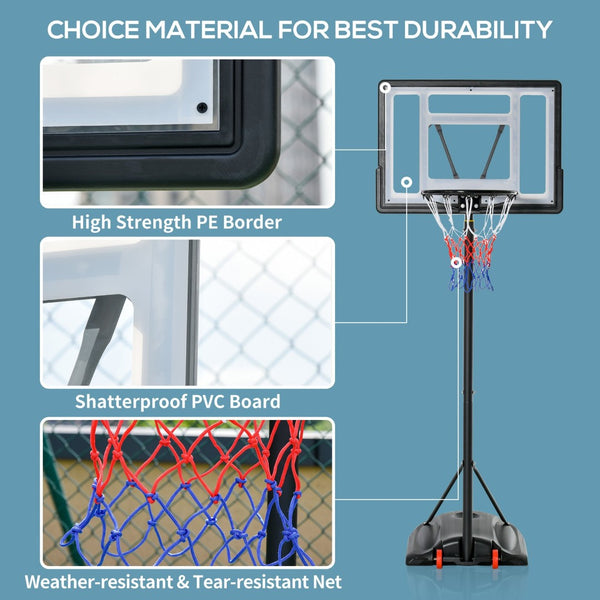 English Elm Soozier Portable Basketball Goal Steel Frame Adjustable Height Backboard with Wheels W2225P217773