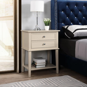 English Elm Stylish Beige Nightstand - Modern Open-Shelf Design, Compact & Functional For Any Bedroom Decor B078112100-GIGA