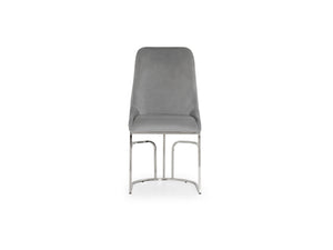 English Elm Emrald Modern Style 2Pc Dining Chairs - Plush Velvet Gray With Sturdy Steel Legs For Comfort B009P298426