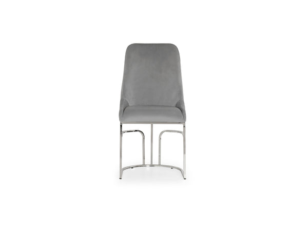 English Elm Emrald Modern Style 2Pc Dining Chairs - Plush Velvet Gray With Sturdy Steel Legs For Comfort B009P298426