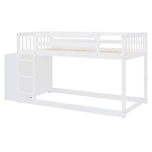 English Elm Twin Over Bunk Bed with Four Storage Drawers Open Shelving Kids Bedroom White LT000167AAK-1