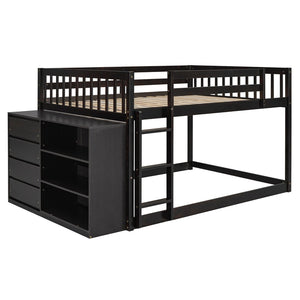 English Elm Full Over Bunk Bed with Four Drawers Three Shelves Pine and Mdf Kids Frame Espresso LT000267AAP-1