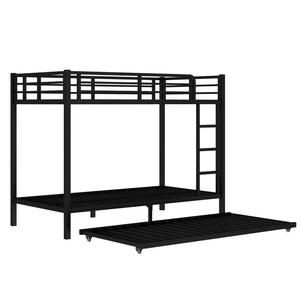 English Elm Twin Xl Metal Bunk Bed With Twin Trundle - Stylish Space-Saving Solution For Shared Rooms! W1580S00128-GIGA