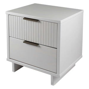 English Elm Granville 18" Nightstand - Elegant White 2-Drawer Storage With Gold Hardware & Textured Design B365P398520