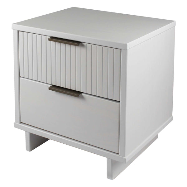 English Elm Granville 18" Nightstand - Elegant White 2-Drawer Storage With Gold Hardware & Textured Design B365P398520