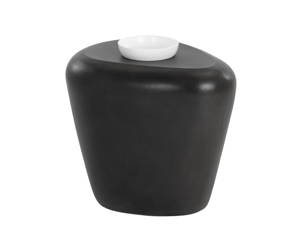 Sunpan Corvo Contemporary Side Table - Unique Natural Concrete Design for Indoor & Outdoor Spaces Black