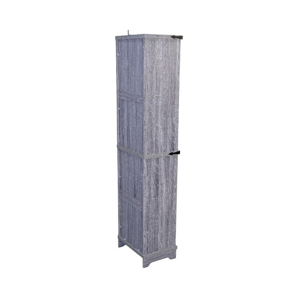 English Elm Narrow Farmhouse Bathroom Storage Cabinet with Adjustable Shelves, Drawer & Tall Linen Tower Design Grey+White W1412P271797