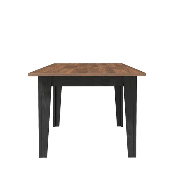 English Elm Dining Table Extendable Woodgrain Melamine Top Seats up to Ten Open Plan Kitchen Walnut+Black W331S00206