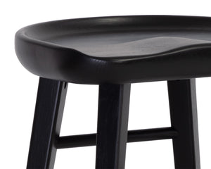 Sunpan Dominic Counter Stool - Solid Oak Craftsmanship with Sculpted Seat for Elegant Modern Spaces Black