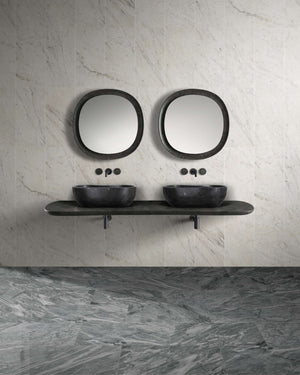 English Elm Luxury Solid Marble Vessel Sink Wavy Organic Stone Basin Matte Honed Vanity Bowl W1696P408021