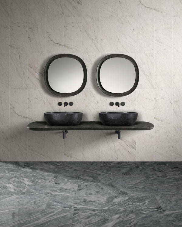 English Elm Luxury Solid Marble Vessel Sink Wavy Organic Stone Basin Matte Honed Vanity Bowl W1696P408021