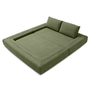 English Elm 81'' Corduroy Floor Sofa Convertible Loveseat Futon Sleeper with Foam Fill and Pillows Green W1117P459731