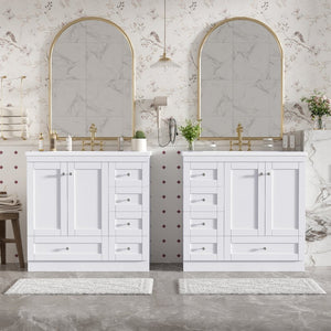 English Elm 72-inch Shaker Double Bathroom Vanity White Mdf Soft Close Drawers Resin Basin N729P000029K