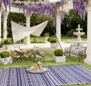 English Elm Patio Outdoor Rug Reversible Geometric Polypropylene Waterproof with Carry Bag T3971P421263