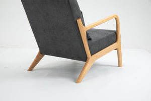 English Elm Mid Century Modern Accent Chair - Plush Grey Upholstered Reading Armchair With Wood Frame Design W2530P326473