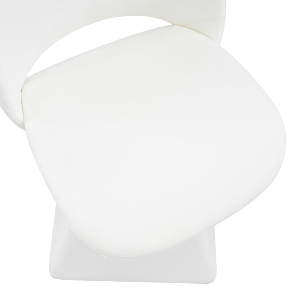English Elm The Swivel Dining Chair with Hollow Cutout Back Faux Leather Hardwood Frame Modern White W3612P436511