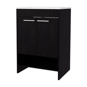 English Elm Wengue Modern 2-Door Bathroom Vanity with Open Shelves, Waterproof Cabinetry, Sleek Wenge Finish B062P355532
