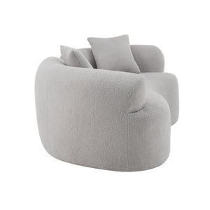 English Elm 66.93 Curved Loveseat 73" Heart-Shaped Teddy Velvet Sofa Full Foam & Spring Support, No-Assembly Cozy Compact Grey W3612P332116