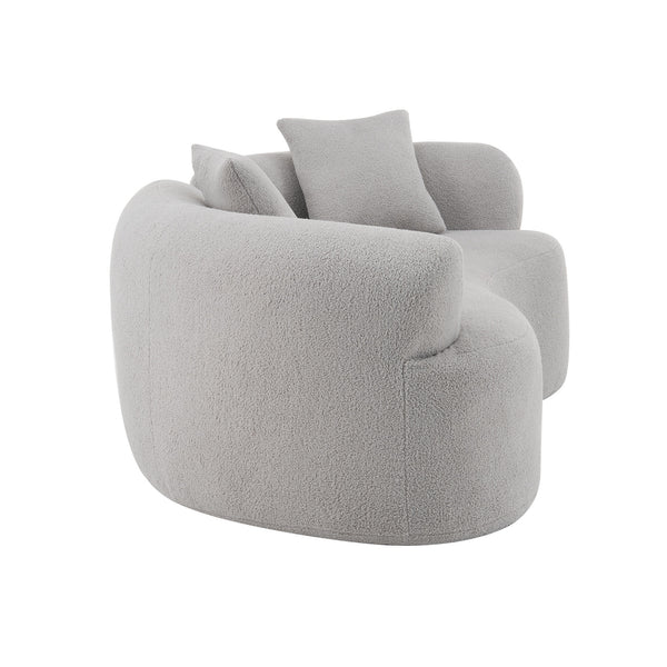 English Elm 66.93 Curved Loveseat 73" Heart-Shaped Teddy Velvet Sofa Full Foam & Spring Support, No-Assembly Cozy Compact Grey W3612P332116