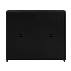 English Elm Mid Century Modern V-Shape Storage Cabinet – Stylish Buffet & Sideboard For Small Spaces, Black Finish W1801P362148