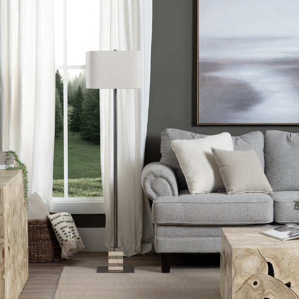 Crestview Collection 60"H Elegant Granite & Metal Floor Lamp With Adjustable Shade For Modern Living Spaces   Cvazer156