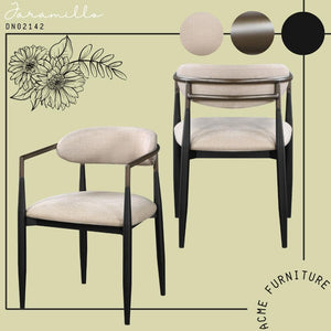 English Elm Beige Modern Armchair Set of 2 with Open Back, Straight Legs and Sleek Black Finish for Chic Living Beige+Black B062P215498