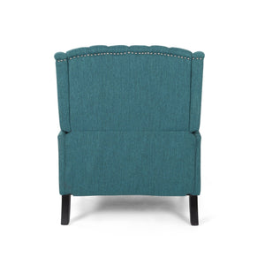 English Elm Christopher Knight Home® - Push Back Recliner Chair with Nailhead Trim and Tufted Wingback, Oversized Pushback Lounge Comfort Teal 64257.00T