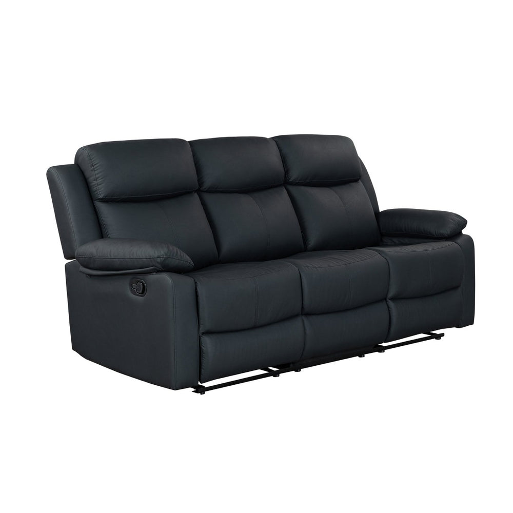 English Elm Blanche Manual Reclining Sofa with Led Accent Lighting for Modern Media Rooms Black B201P412036