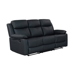 English Elm Blanche Manual Reclining Sofa with Led Accent Lighting for Modern Media Rooms Black B201P412036
