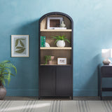 Chantelle Modern Arched Bookcase with Statement Wood Cabinet Pulls Black WECHA41OS2BL0 Walker Edison