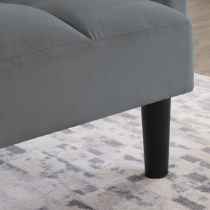 English Elm Velvet Convertible Futon Sofa Bed with Adjustable Back, Plush 9" Cushion, Eucalyptus Frame for Apartments Grey W1413P332827