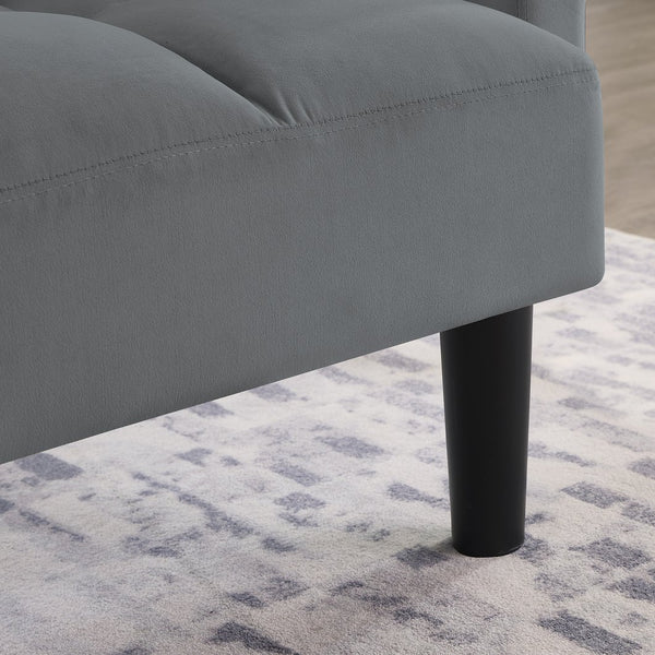 English Elm Velvet Convertible Futon Sofa Bed with Adjustable Back, Plush 9" Cushion, Eucalyptus Frame for Apartments Grey W1413P332827