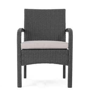 English Elm Christopher Knight Home® - CORDOBA PE Rattan Wicker Chair with Iron Frame and Waterproof Cushion for Durable Outdoor Seating Grey 57459.00GRY