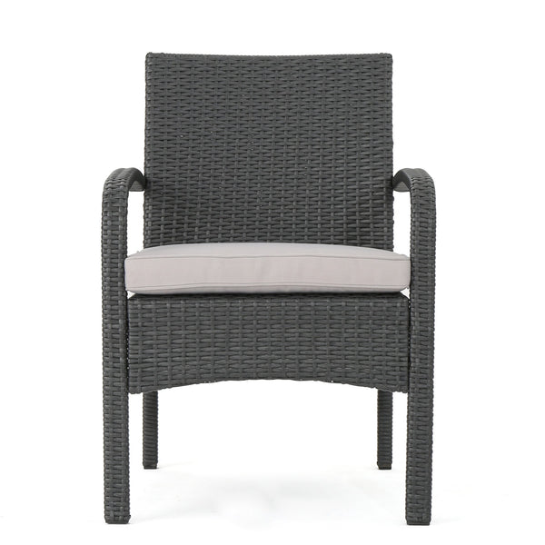 English Elm Christopher Knight Home® - CORDOBA PE Rattan Wicker Chair with Iron Frame and Waterproof Cushion for Durable Outdoor Seating Grey 57459.00GRY