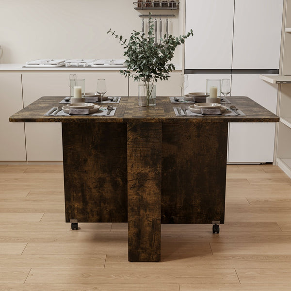 English Elm Fully 51.18" Brown Foldable Table for Small Families, Lightweight MDF, 500 lbs Capacity, Easy Assemble W1278P185564