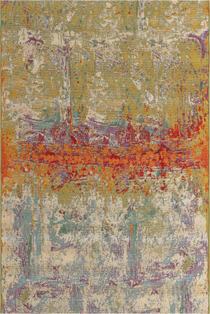 Unique Loom Outdoor Modern Crumpled Machine Made Abstract Rug Multi, Gold/Green/Navy Blue/Orange/Red/Beige/Blue/Brown/Cream 6' 1" x 9' 0"