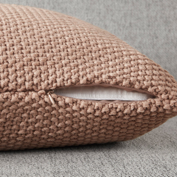 JLA Home INK+IVY - Euro Plush Knit Pillow Cover — Ultra-Soft Acrylic Euro Size with Hidden Zipper, Machine Washable Cozy Texture Brown II21-1307