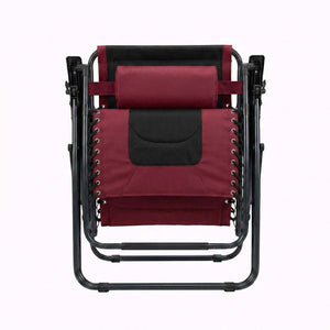 English Elm Oversized Zero Gravity Patio Recliner with Mesh Seat Wood Arms and Cup Holder W5159P445931