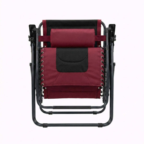 English Elm Oversized Zero Gravity Patio Recliner with Mesh Seat Wood Arms and Cup Holder W5159P445931