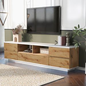 English Elm Modern Tv Stand For Up To 80" Tvs - Sleek Media Console With Multi-Functional Storage & Cable Management WF313575AAP