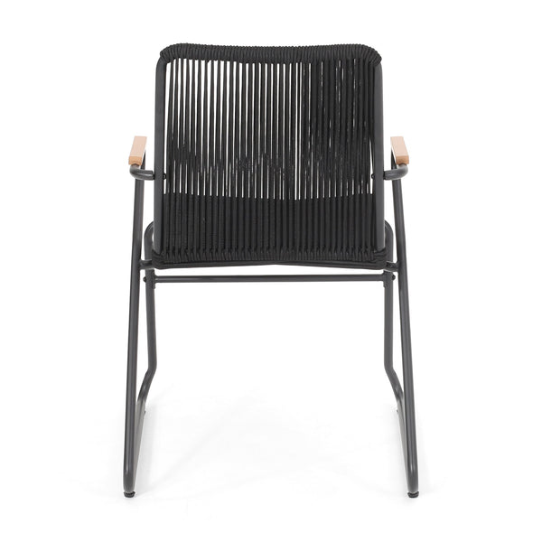 English Elm Christopher Knight Home® - MOONSTONE Black Woven Rope Club Chairs Set – Modern Powder-Coated Iron Frame, Durable Handcrafted Design 67841.00BLK