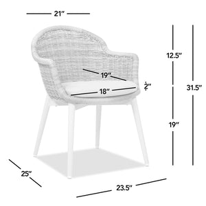 English Elm Jennifer Taylor Home - Santorini Wicker Back Outdoor Dining Chairs Set Of 2 - Weather-Resistant Wheat Beige Comfort B2719P308011