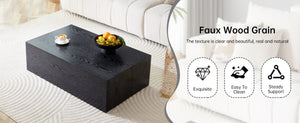 English Elm 39.3*23.6*11.8 Low Profile Mdf Coffee Table Black Wood Grain Finish Modern Living Room W1151P433600