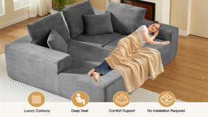 English Elm Modular Sectional Sofa - Modern L-Shaped Cloud Couch, No Assembly, Soft Corduroy, Versatile Comfort W3434S00002