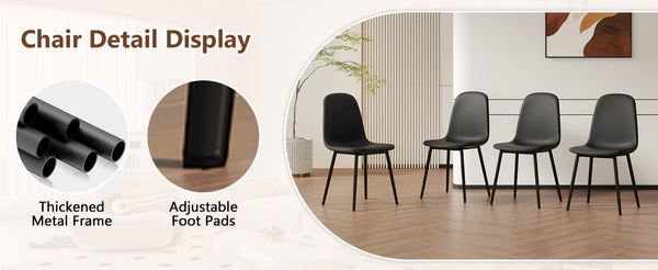 English Elm Table And Chair Set - Modern 71" White Grain Dining Table With Storage & 6 Black Pu Upholstered Chairs W1151S04265-GIGA