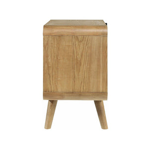 English Elm 2-drawer Nightstand with Built-in Usb Ports Ash Veneer Mid-century Bedroom Storage B016P460579