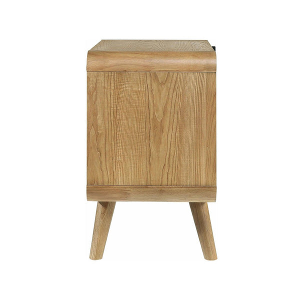 English Elm 2-drawer Nightstand with Built-in Usb Ports Ash Veneer Mid-century Bedroom Storage B016P460579